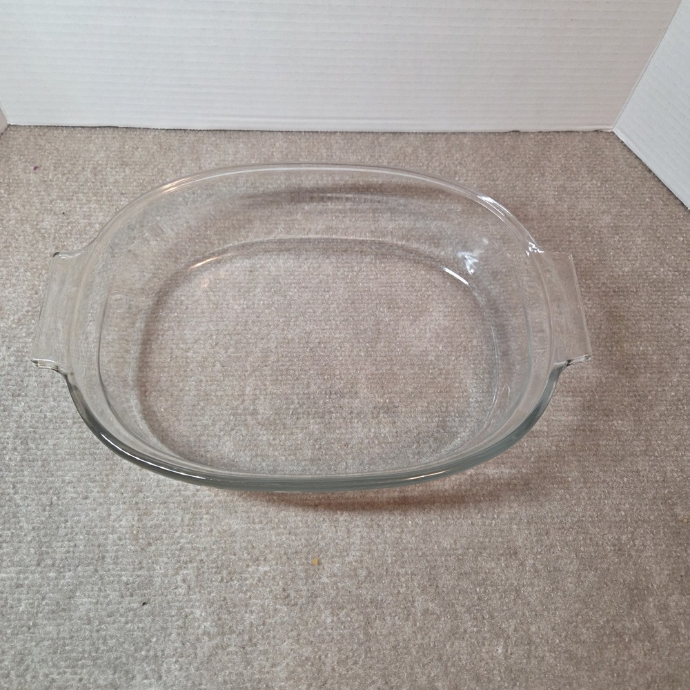 VTG PYREX 702 Large Clear 2 Qt Oval Handled Baking Dish Roaster WITH LID 12x8.5
